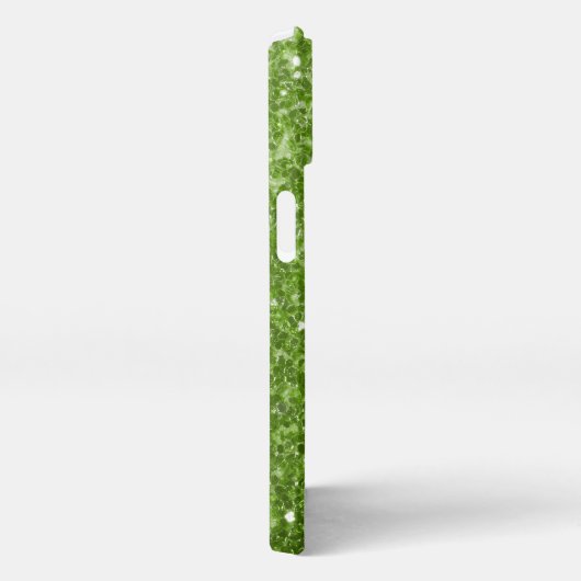 Etui iPhone 13 Flamme de parties scintillant vert clair (Côté droit)