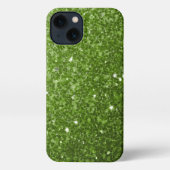 Etui iPhone 13 Flamme de parties scintillant vert clair (Verso)