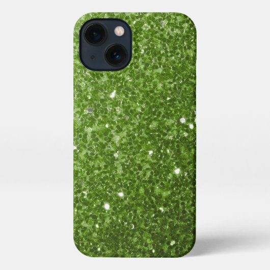 Etui iPhone 13 Flamme de parties scintillant vert clair (Verso)