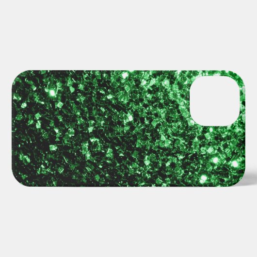 Etui iPhone 13 Flamme de parties scintillant vert foncé (Verso Horizontal)