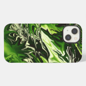 Etui iPhone 13 Flammes vertes (Verso Horizontal)