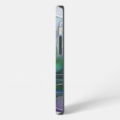 Etui iPhone 13 Fleur Abstraite Moderne Art Fractal Vert Violet (Côté gauche)