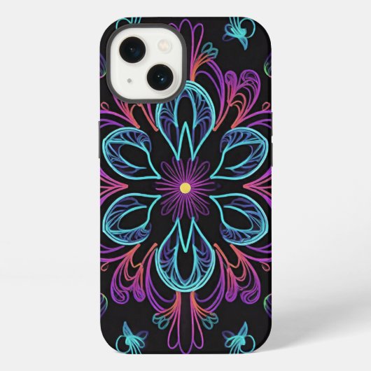 Etui iPhone 13 Fleur abstraite vibrante (Verso)