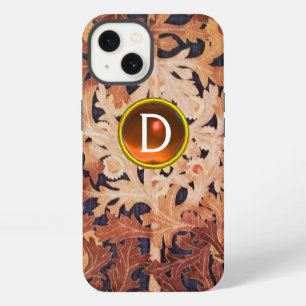 ETUI iPhone 13  FLEUR DE DAISY EN GEMME ORANGE FLORALE BRUNE MONOG