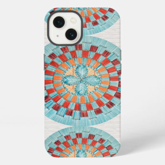Etui iPhone 13 Fleur de turquoise triple (Verso)