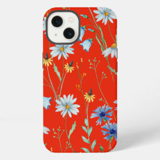 Etui iPhone 13 Fleur d'été rouge brillant