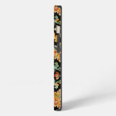 Etui iPhone 13 Fleur dorée sur fond noir (Côté gauche)