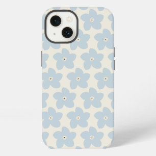 Etui iPhone 13 Fleur Rétro Bleu Clair Et Crème