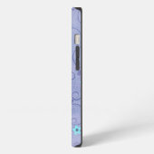 Etui iPhone 13 Fleurs Aqua sur Fond Violet (Côté gauche)