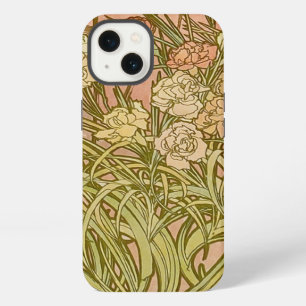 Etui iPhone 13 Fleurs de carnation de Mucha Art Nouveau