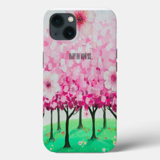 Etui iPhone 13 Fleurs de cerisiers impressionnistes