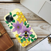 Etui iPhone 13 Fleurs de lavande abeille bourdon jaune