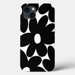 Etui iPhone 13 Fleurs de marguerite rétro en noir et blanc #1 #fl