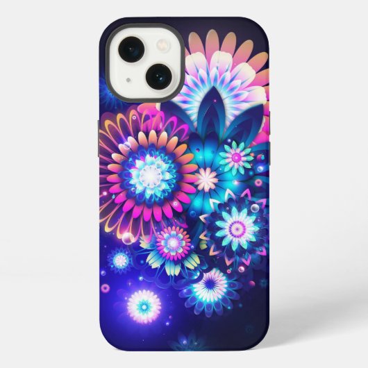 Etui iPhone 13 Fleurs de néon (Verso)