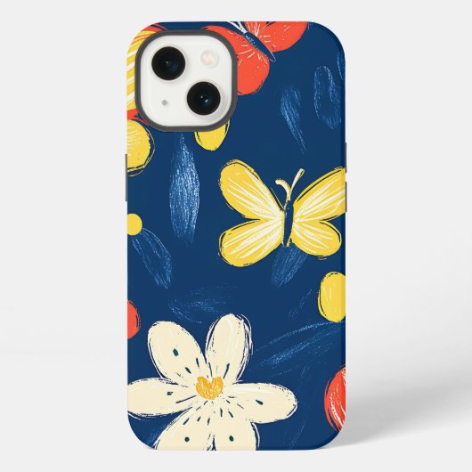Etui iPhone 13 Fleurs de rayonne et papillon (Verso)