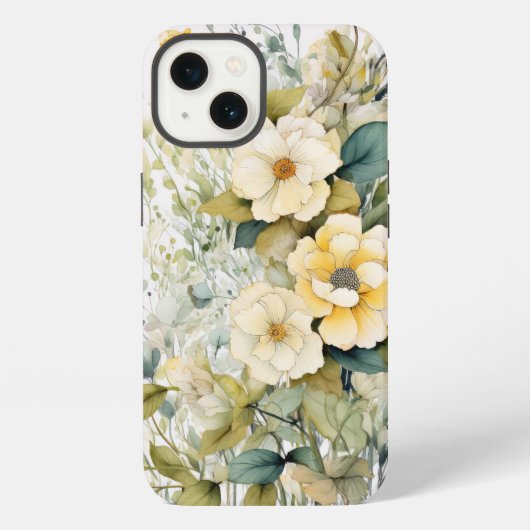 Etui iPhone 13 Fleurs jaunes (Verso)
