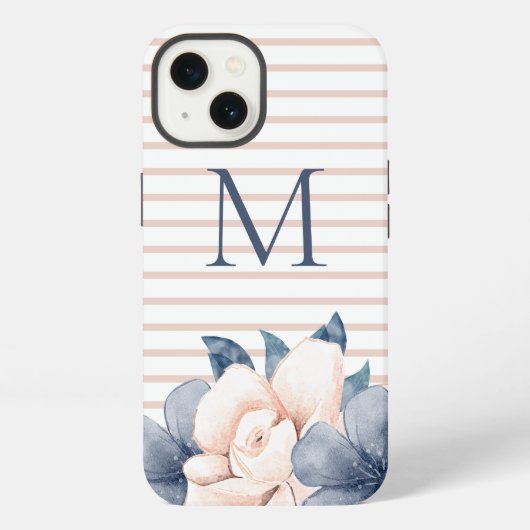 Etui iPhone 13 Fleurs Monogramme Rose (Verso)