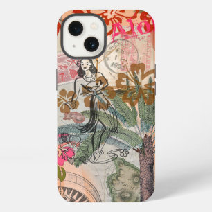 Etui iPhone 13 Fleurs Vintage Hula Coloré Hawaïen Tropical