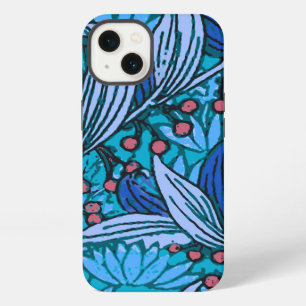Etui iPhone 13 Floral bleu ancien Boho moderne