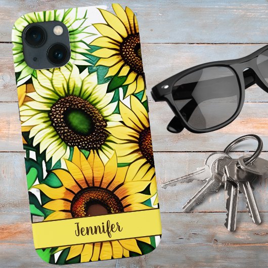 Etui iPhone 13 Fond d'écran tournesol