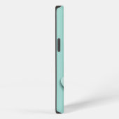 Etui iPhone 13 Fond vert clair avec des cœurs blancs en 3D (Côté droit)