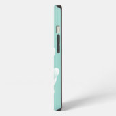 Etui iPhone 13 Fond vert clair avec des cœurs blancs en 3D (Côté gauche)