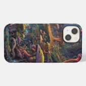 Etui iPhone 13 Forêt tripante avec créature étrange (Verso Horizontal)