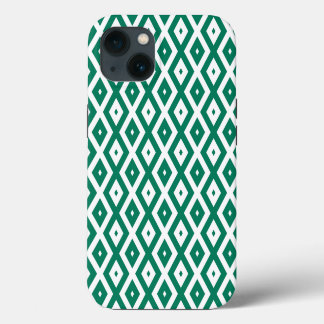 Etui iPhone 13 Forêt vert et blanc diamant motif Coque-Mate i