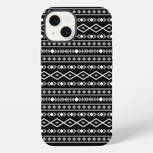 Etui iPhone 13 Formes Aztec Motif gris noir (Verso)