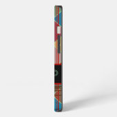 Etui iPhone 13 Formes de triangle rayé avec initiales sur fond no (Côté gauche)