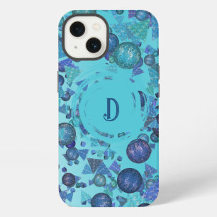 Etui iPhone 13 Formes géométriques modernes avec monogramme en bl