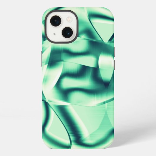 Etui iPhone 13 Formes vertes incurvées en acrylique, avec des nua (Verso)