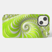 Etui iPhone 13 Fractale en spirale vert citron abstrait (Verso Horizontal)