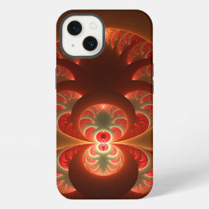 Etui iPhone 13 Fractale orange rouge moderne abstraite lumineuse