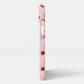 Etui iPhone 13 Fruits de cerisier élégants sur fond rose clair (Côté gauche)