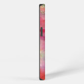 Etui iPhone 13 FUCHSIA ROSE ABSTRAITE pierre saphir bleu (Côté droit)