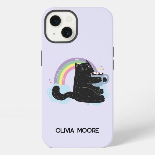 Etui iPhone 13 Funny Chat noir et Marshmallow (Verso)