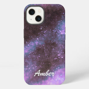 Etui iPhone 13 Galaxie Rose Pailletée Abstraite Personnalisée