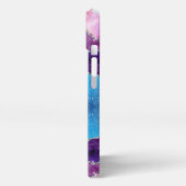 Etui iPhone 13 Galaxy violet, bleu marbré Agate et Parties scinti (Côté gauche)