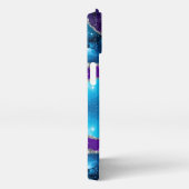 Etui iPhone 13 Galaxy violet, bleu marbré Agate et Parties scinti (Côté droit)
