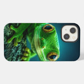 Etui iPhone 13 Gecko Reptile Vert Vibrant Macro Gros Plan (Verso Horizontal)