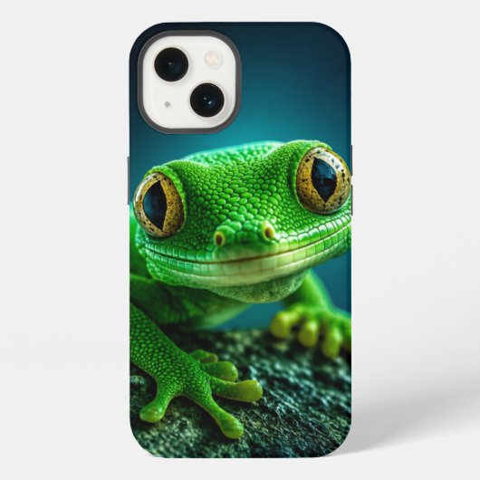Etui iPhone 13 Gecko Reptile Vert Vibrant Macro Gros Plan (Verso)