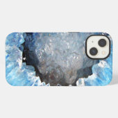 Etui iPhone 13 Géode cristal bleu tombé (Verso Horizontal)