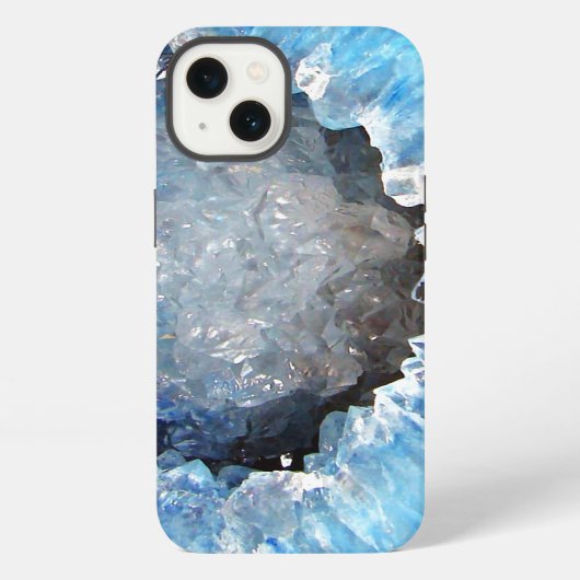 Etui iPhone 13 Géode cristal bleu tombé (Verso)