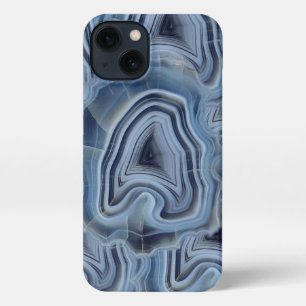 Etui iPhone 13 Géode d'Agate Smoky Bleu