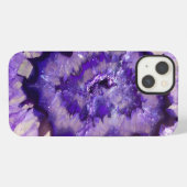 Etui iPhone 13 Géode d'agate violet tombé (Verso Horizontal)