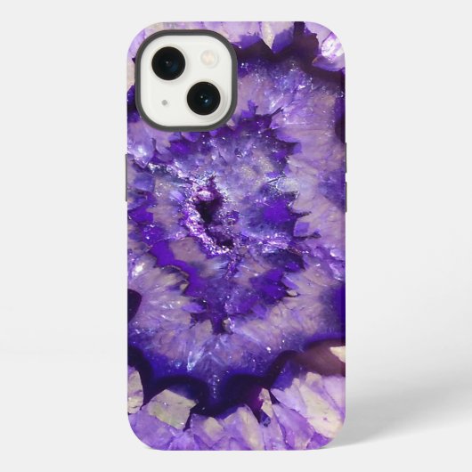 Etui iPhone 13 Géode d'agate violet tombé (Verso)