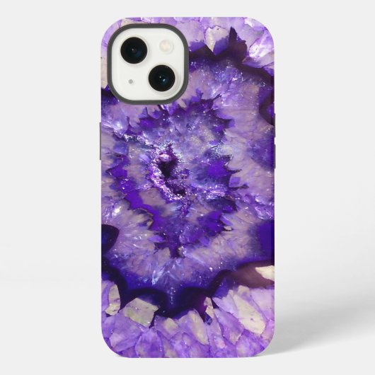 Etui iPhone 13 Géode d'agate violet tombé (Verso)
