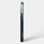 Etui iPhone 13 Géode de l'agate Bleu & Or Monogramme (Côté gauche)