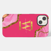 Etui iPhone 13 Géode de l'agate de monogramme rose et or (Verso Horizontal)